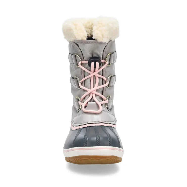 SOREL Big Kids Yoot Pac™ Nylon Boot (Youth) — Grey and pink