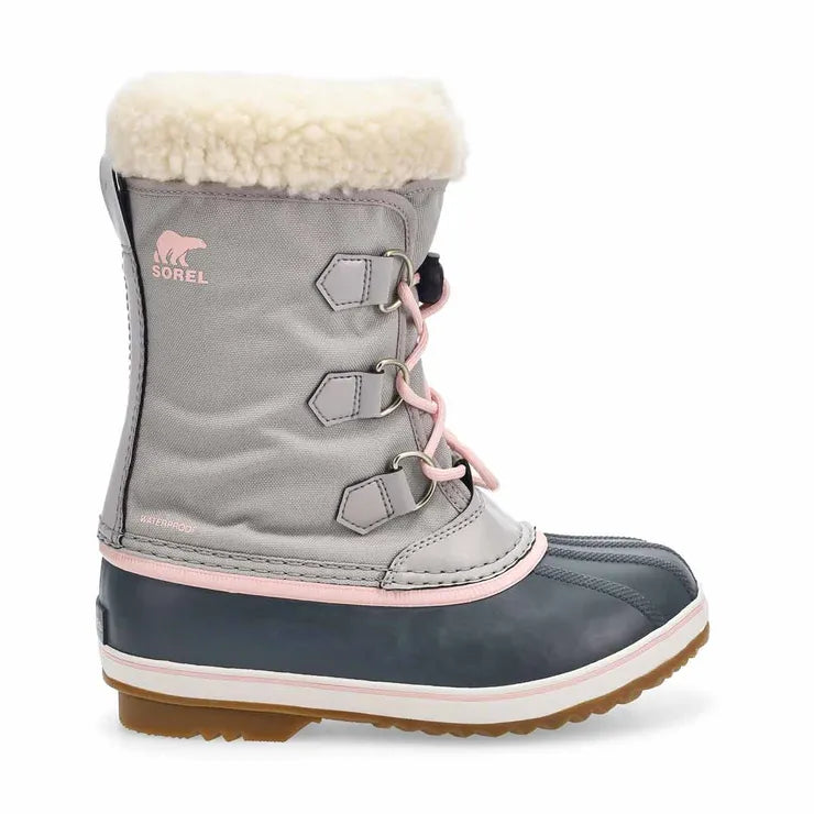 SOREL Big Kids Yoot Pac™ Nylon Boot (Youth) — Grey and pink