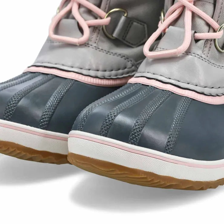 SOREL Big Kids Yoot Pac™ Nylon Boot (Youth) — Grey and pink