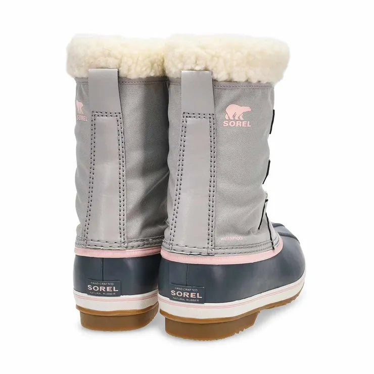 SOREL Big Kids Yoot Pac™ Nylon Boot (Youth) — Grey and pink