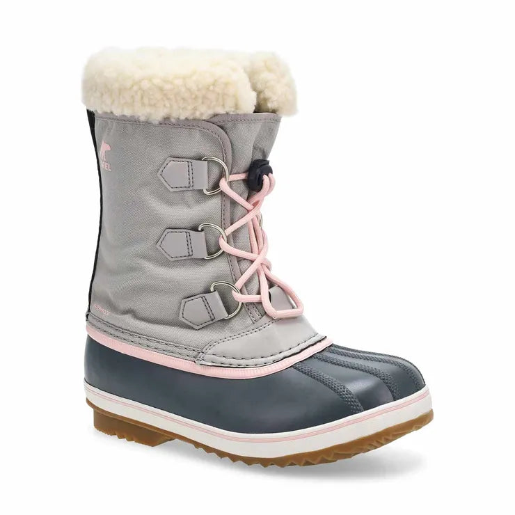 SOREL Big Kids Yoot Pac™ Nylon Boot (Youth) — Grey and pink